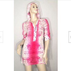 NWT L.A.M.B. Gwen Stefani Pink Splatter Hoodie Tunic 0